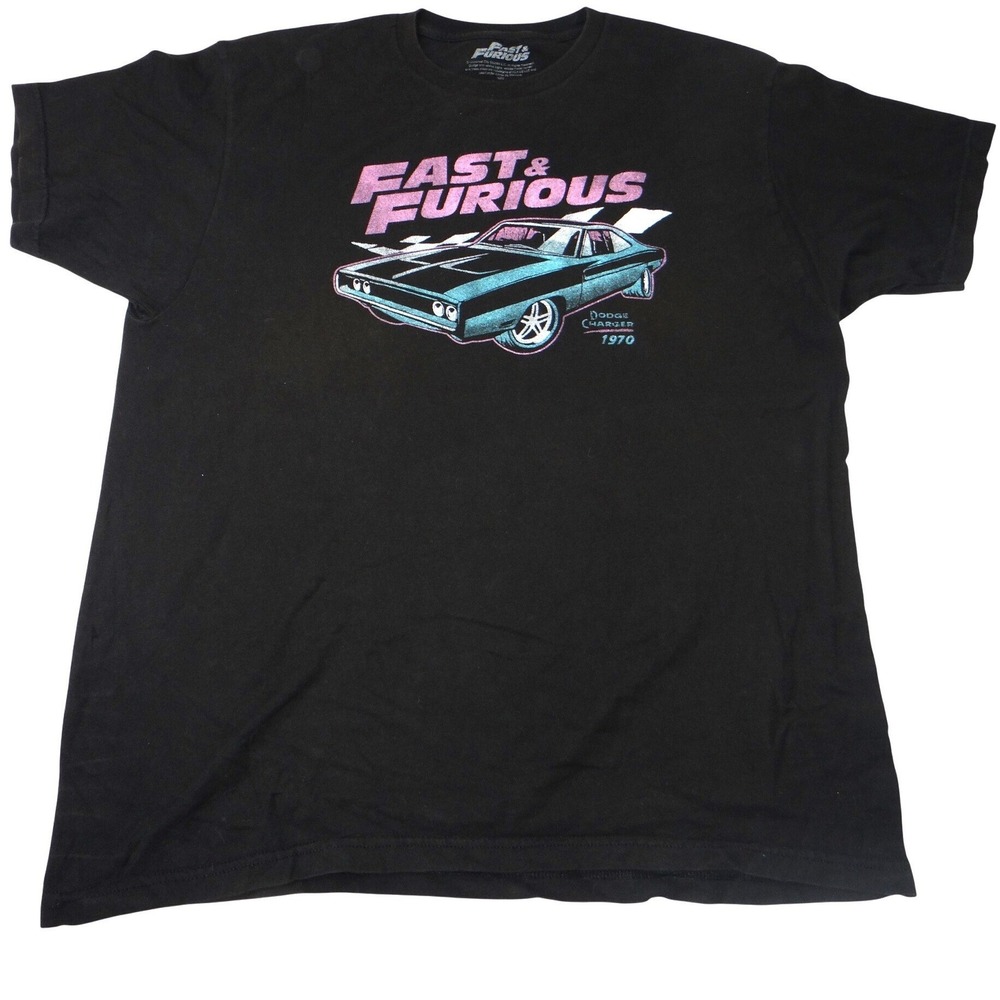 Fast & Furious‎ Mens XL Black 1970 Dodge Charger Graphic T-Shirt Short Sleeve